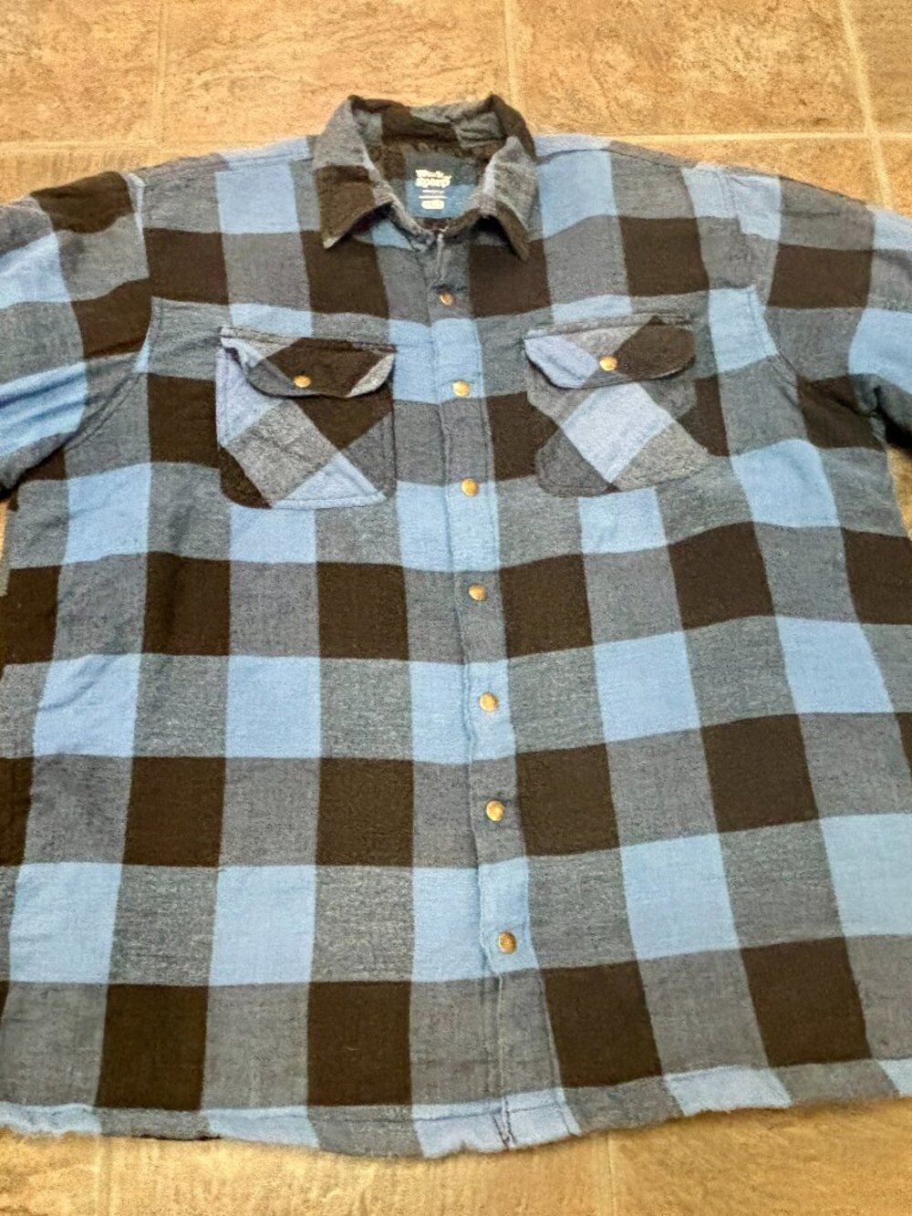 ~~Work 'n' Sport Men's Blue/Black Plaid Lined XXXLT Shacket Snap Front*****some